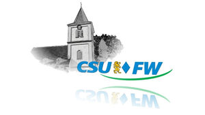 Logo CSU/FW vor Kirche