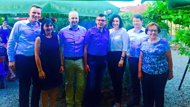 v.l.: Martin Wende, Barbara Becker, Detlef Heim, Armin Warmuth, Dorothee Bär, Sandro Kirchner, Karin Renner
