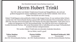 Traueranzeige in den Dachauer Nachrichten am 12.5.2020