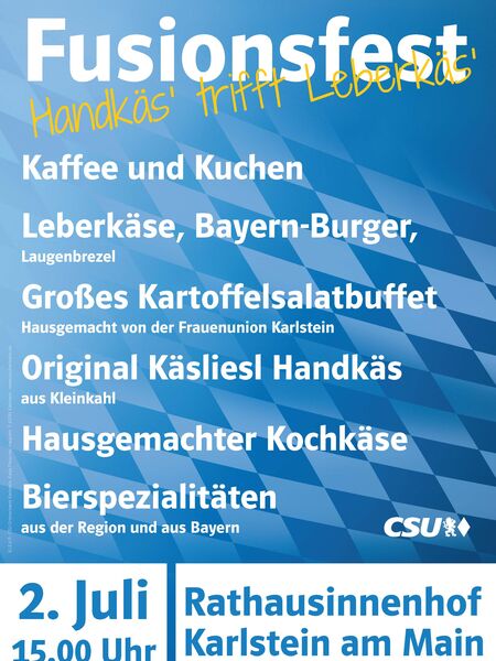 digitales Plakat des Karlsteiner Fusionsfests 2022 digitales Plakat des Fusionsfests 2022 mit Speisenangebot