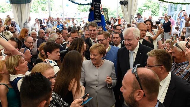 Angela Merkel und Horst Seehofer in Trudering