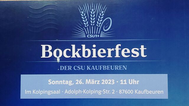 Bockbierfest am 26.03.2023 Bockbierfest der CSU Kaufbeuren