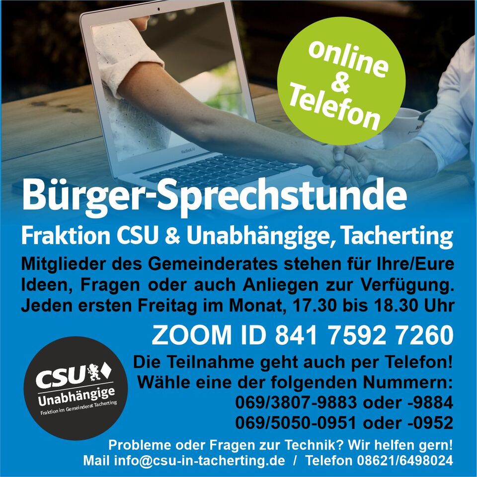 Bürgersprechstunde der Fraktion CSU & Unabhängige im Tachertinger Gemeinderat CSU Bürgersprechstunde