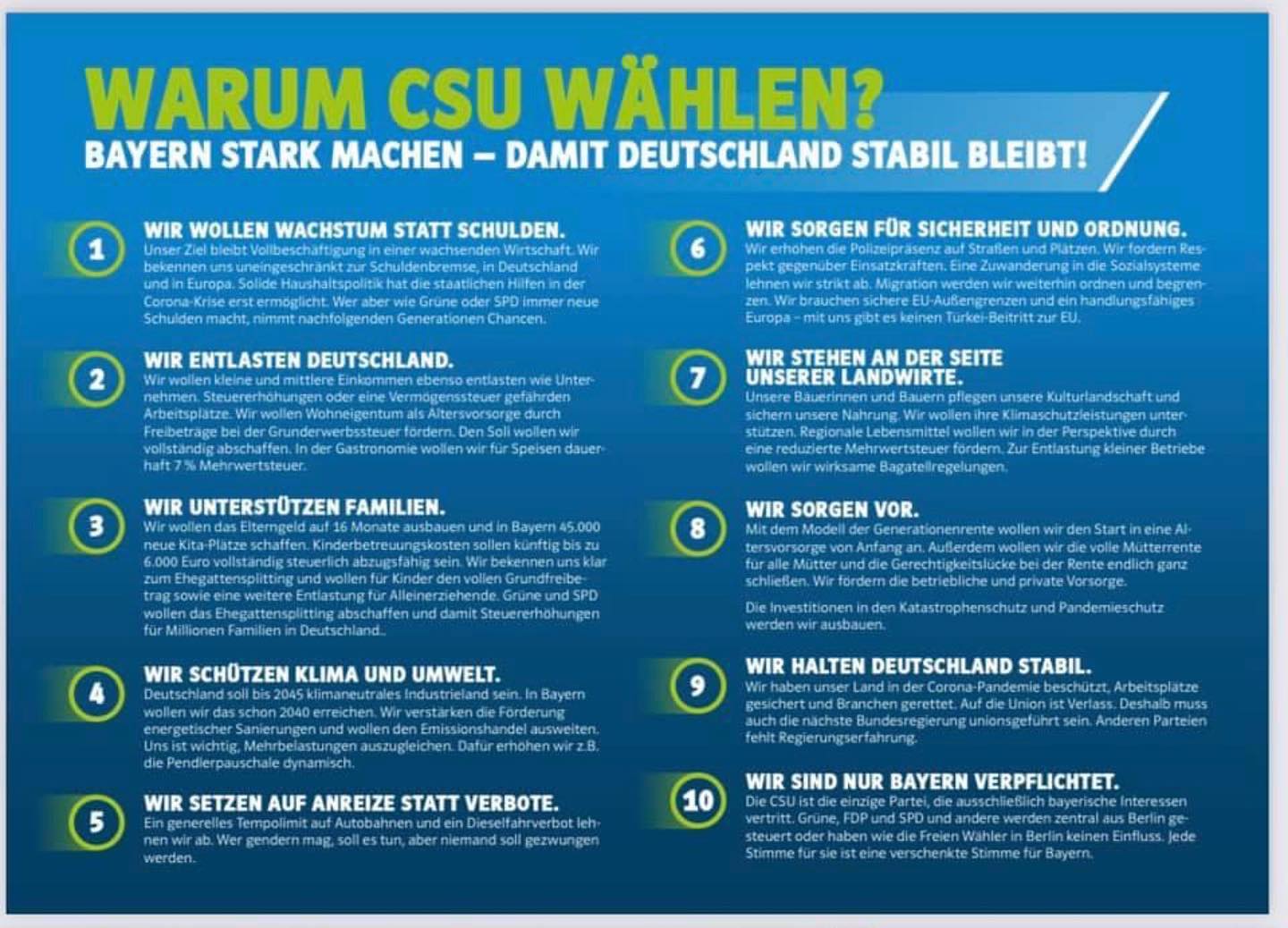 Wahlprogramm der CDU/ CSU zur Bundestagswahl 2021 CSU