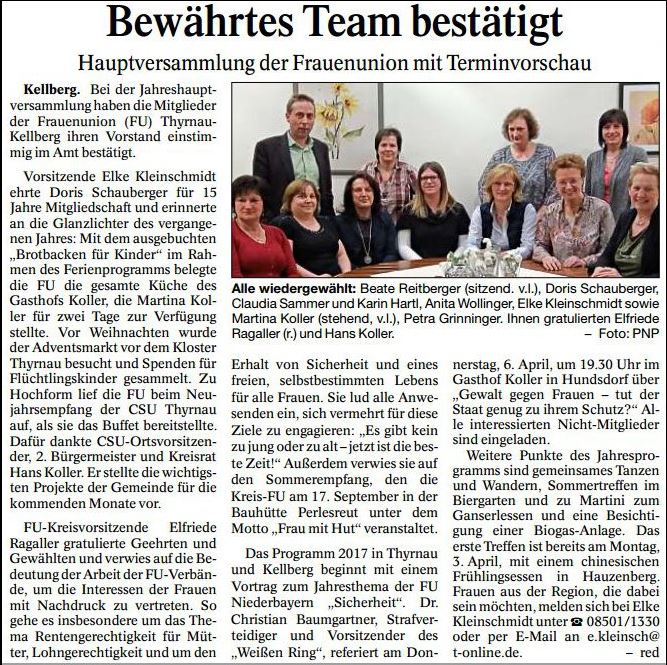 Jahreshauptversammlung Frauen Union CSU